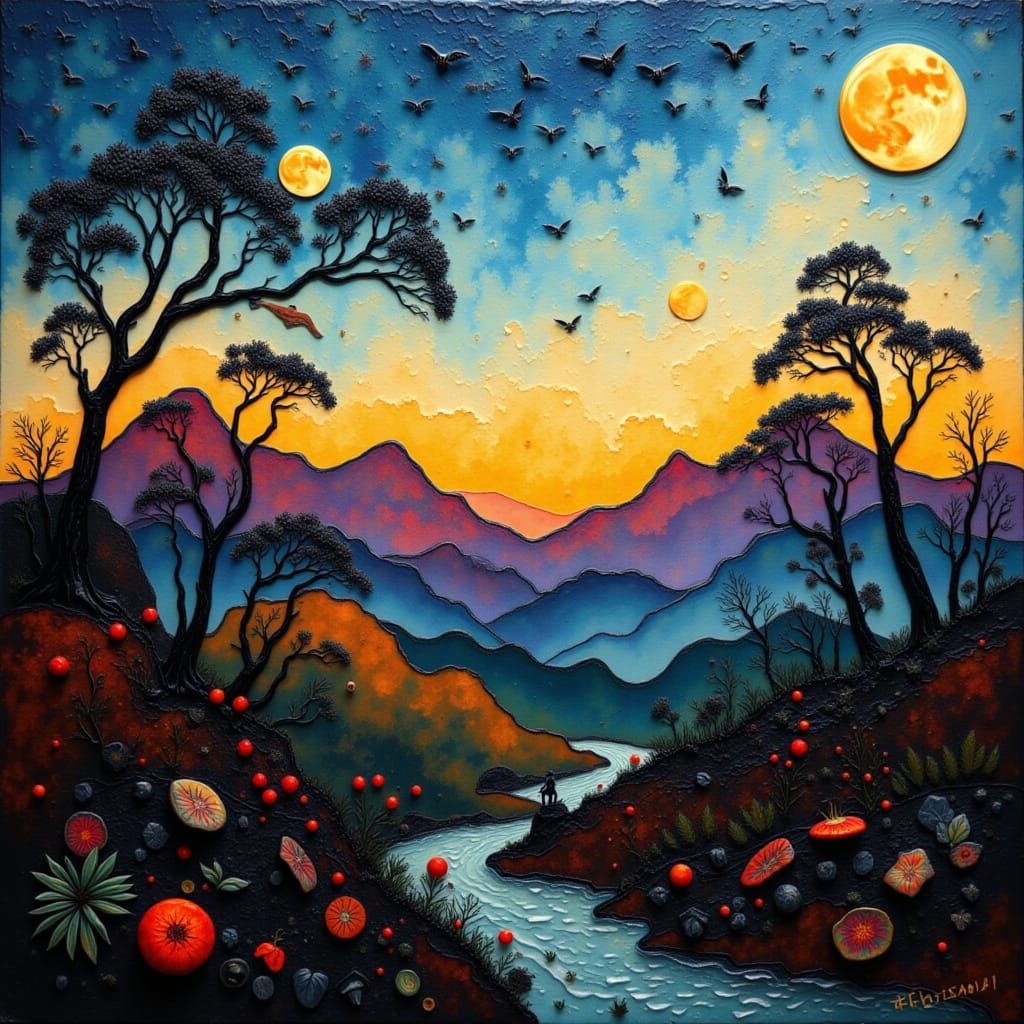 Enchanting Forest and Mountain Springtime Scene