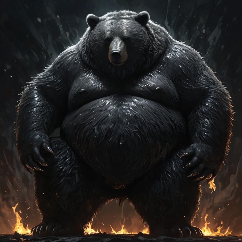 Silver Fur Bear in Dark Cyberpunk Fantasy