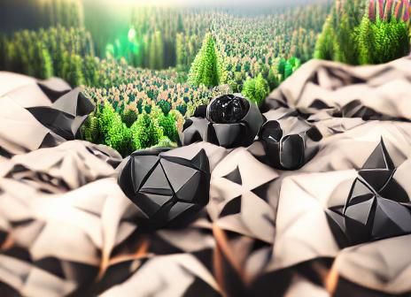 Geometric Parallax: Black Pentagon Forest in 3D