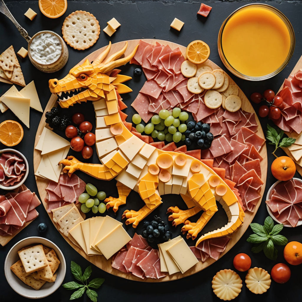 Dragon-Shaped Charcuterie Board
