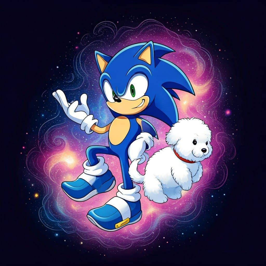 Sonic and Dog in Cosmic Astral Dreamscape