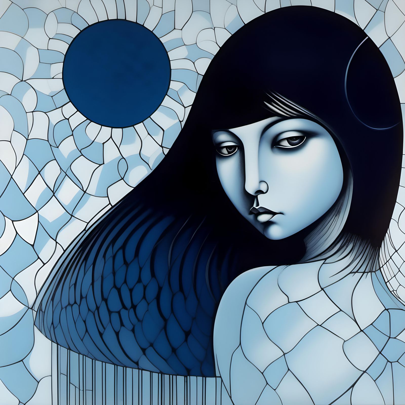 sunrise in midnight ink on pastel blue