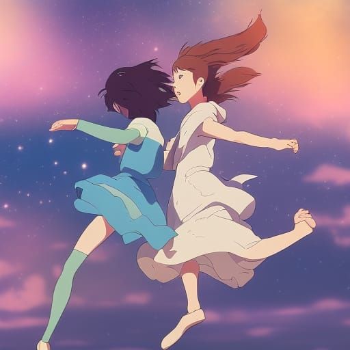 Girls Dancing in Space: Anime-Inspired Key Visual