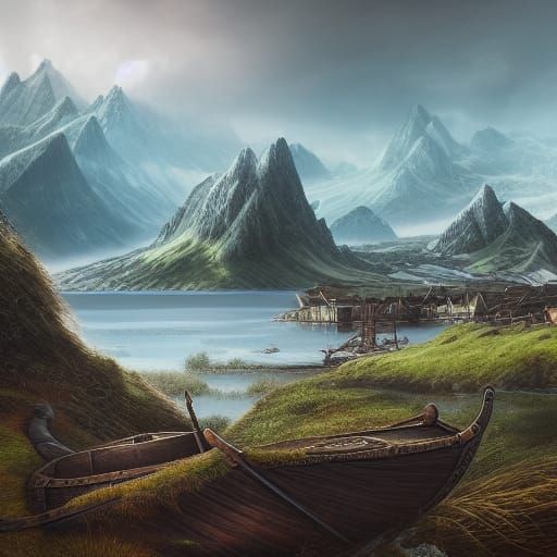 Lush Viking Settlement by a Great Blue Lake