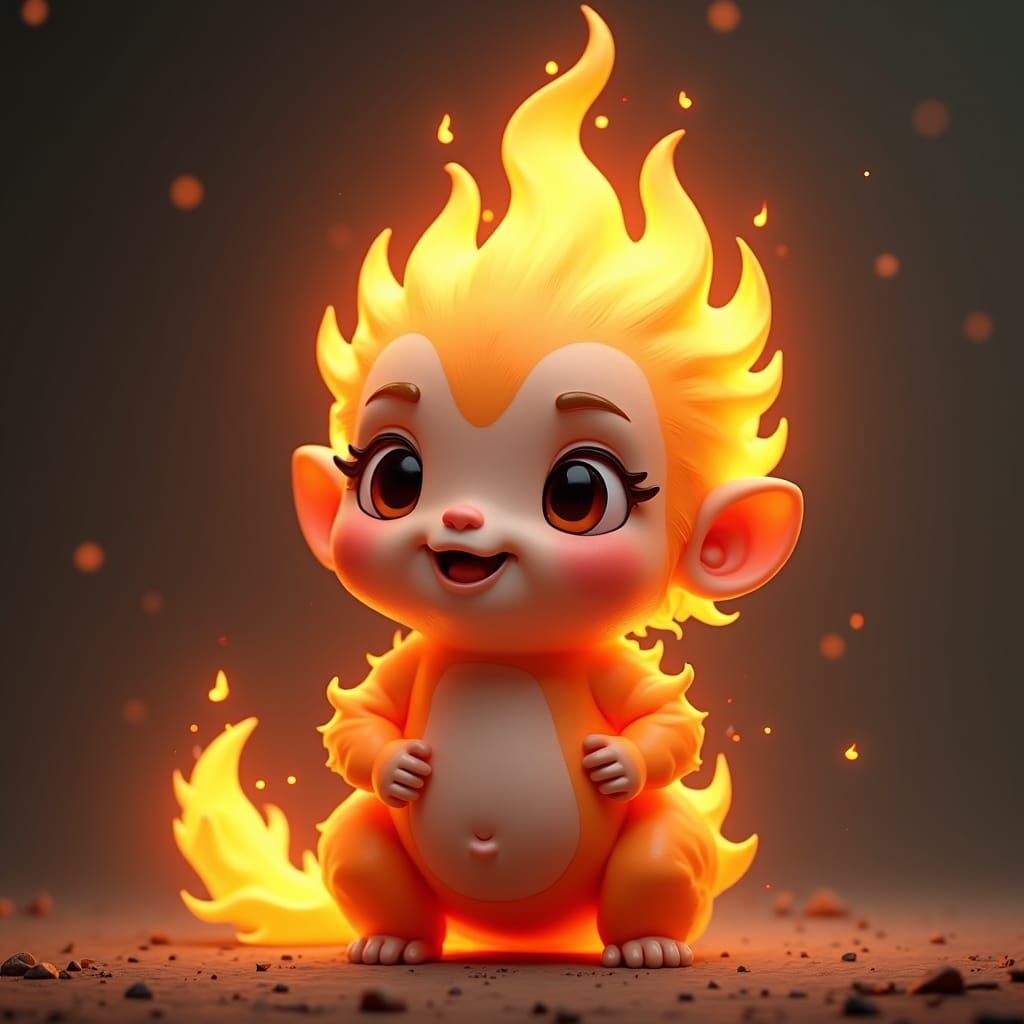 Humanized Flame Character Design in Stylized Fantasy Art