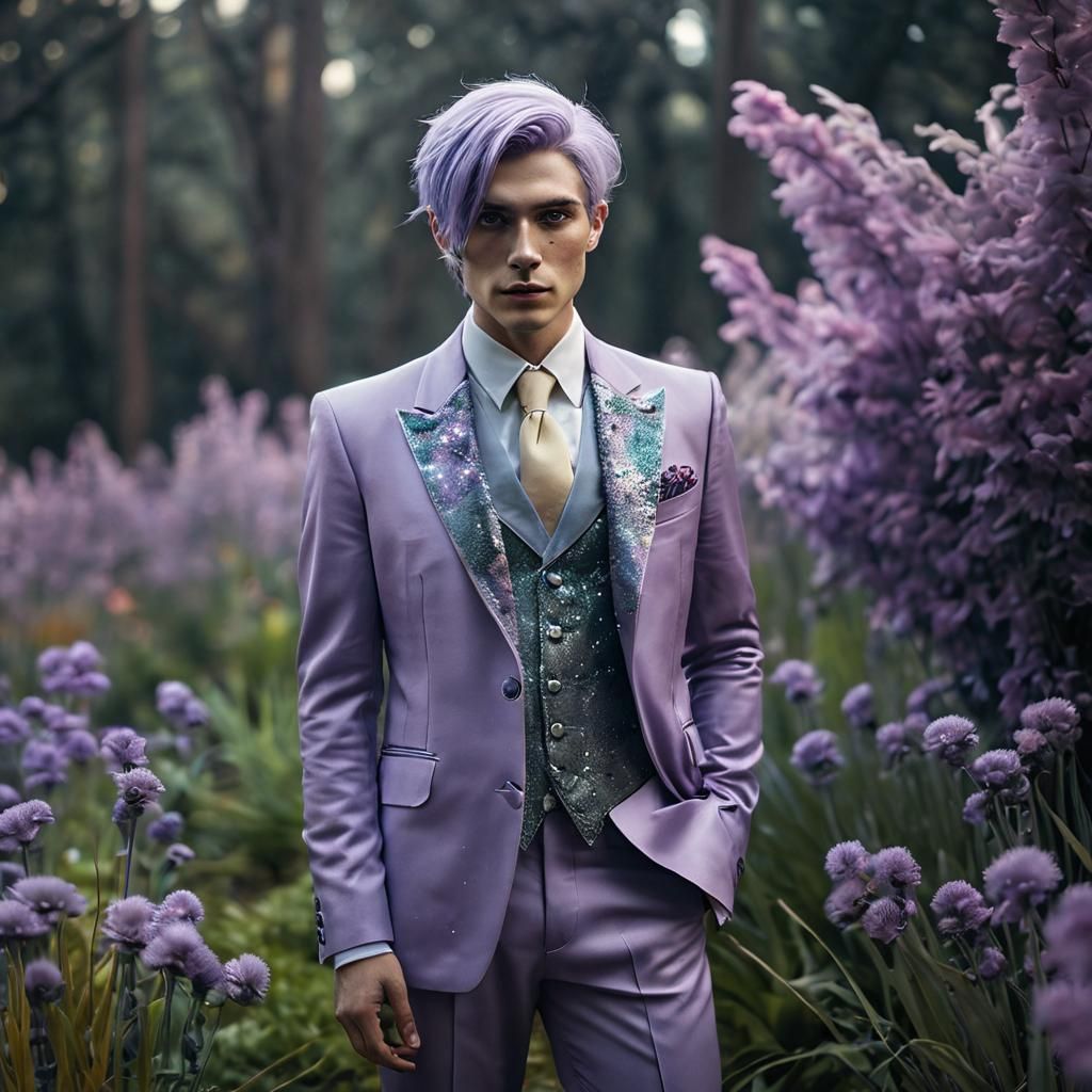 Androgynous Man with Feathers: Cinematic Portrait