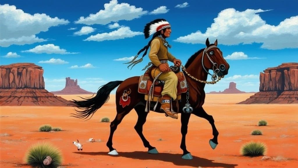 Native American Rider in Monument Valley, Classic Style