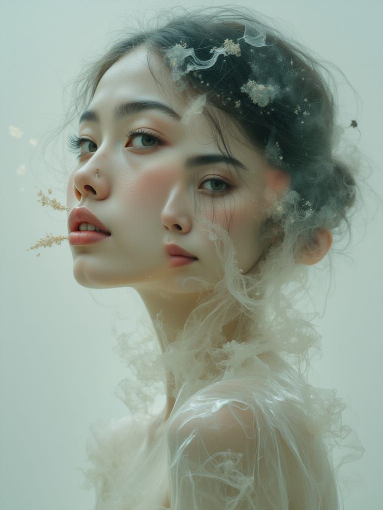 Dreamy, Blurred Portrait of Fractured Figure