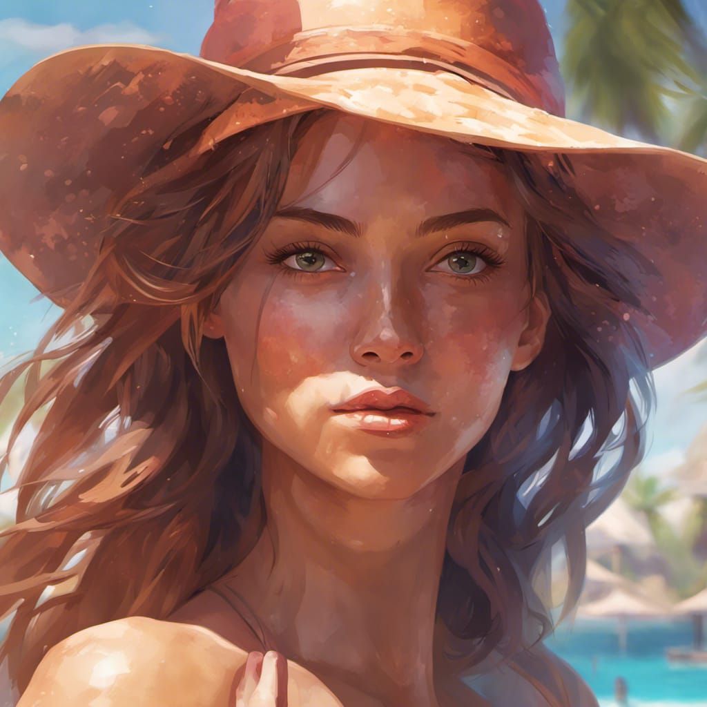 Bikini Portrait in Hyperdetailed Splash Art Style