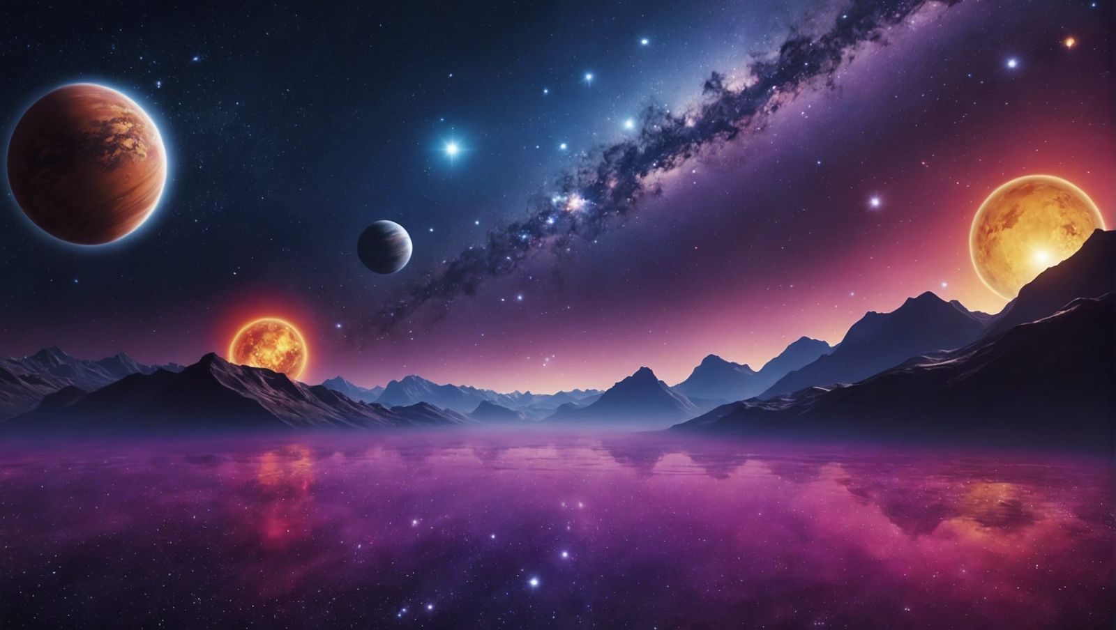 Magical Spacescape View on Liquid Planet: Digital Art