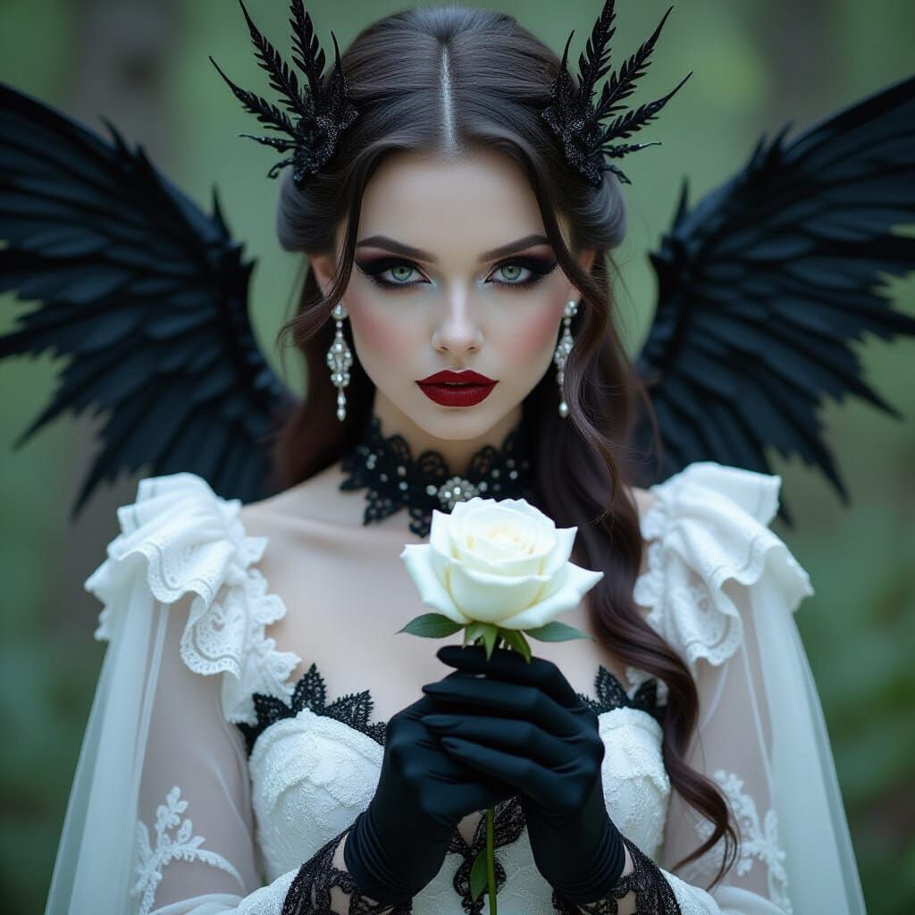 Surreal Bedazzled Portrait of Vampire-Goth Hybrid