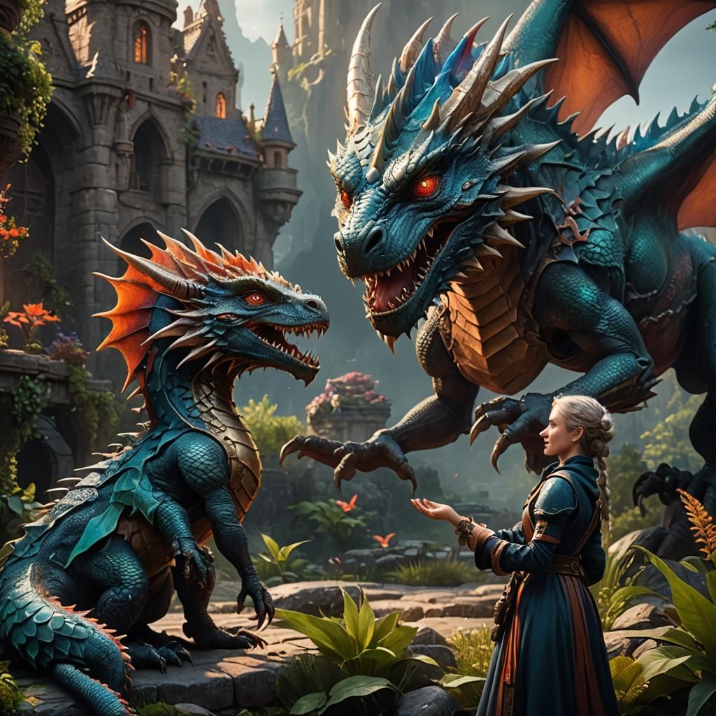 Woman and Dragon: Fantasy Concept Art