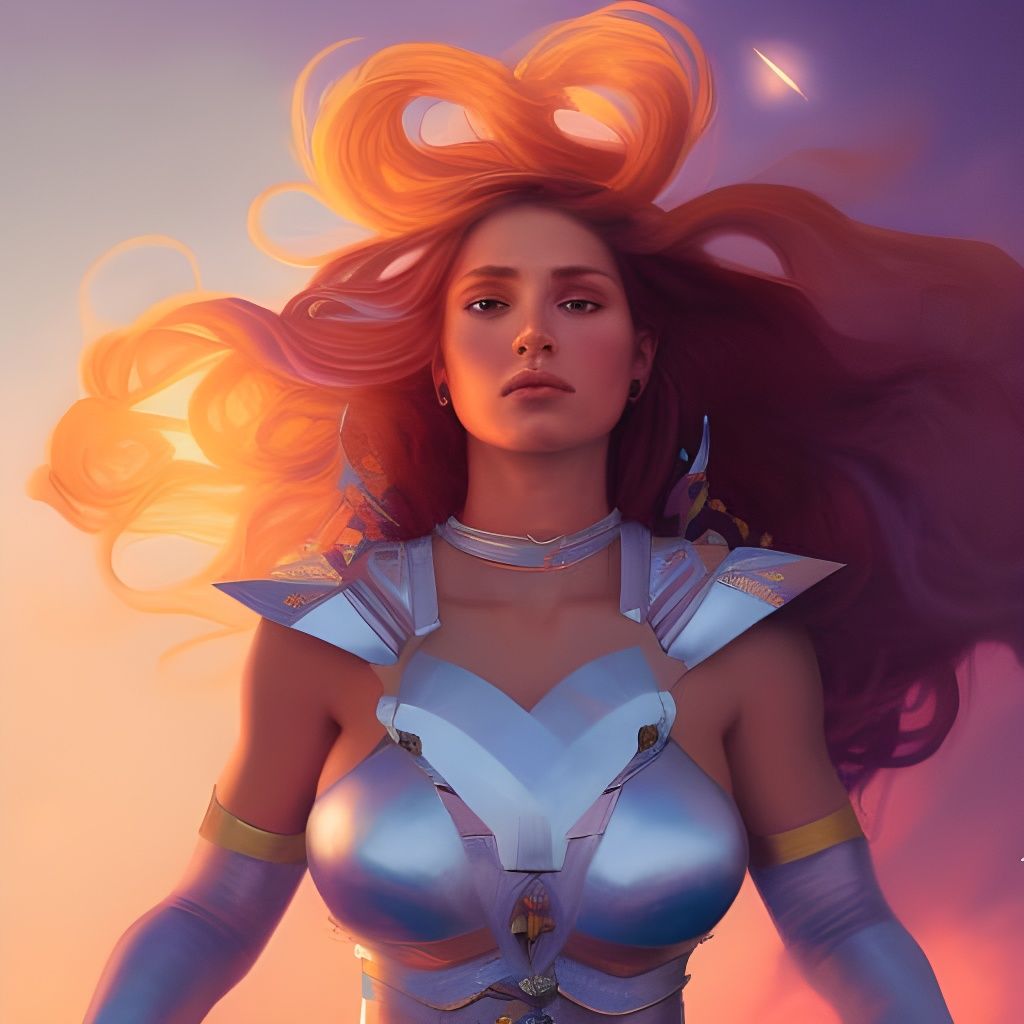 Warrior Goddess Portrait with Twinkling Stars