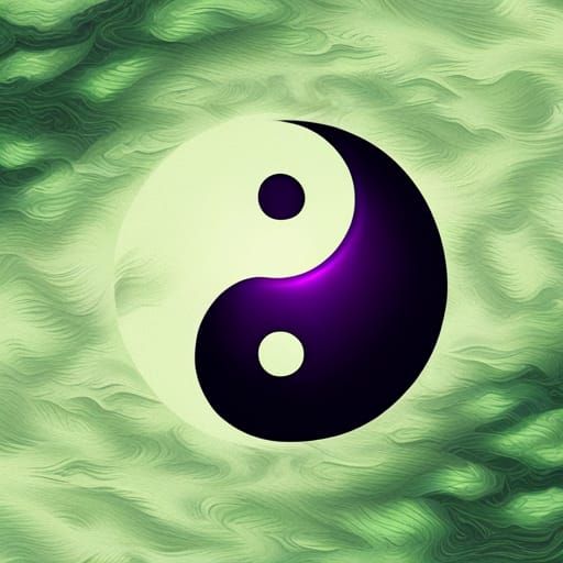Yin Yang Symbol in Purple and Mint Green