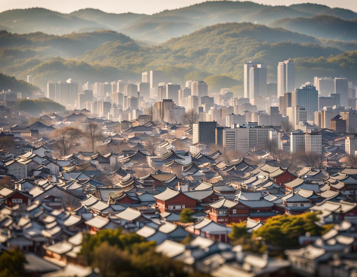 South Korean Nampo Cityscape in Natural Light
