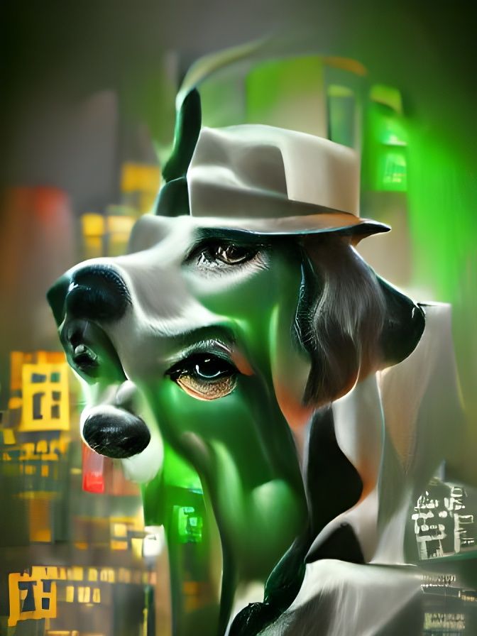 Green Dog Inspired by Film Noir Acrylic Art