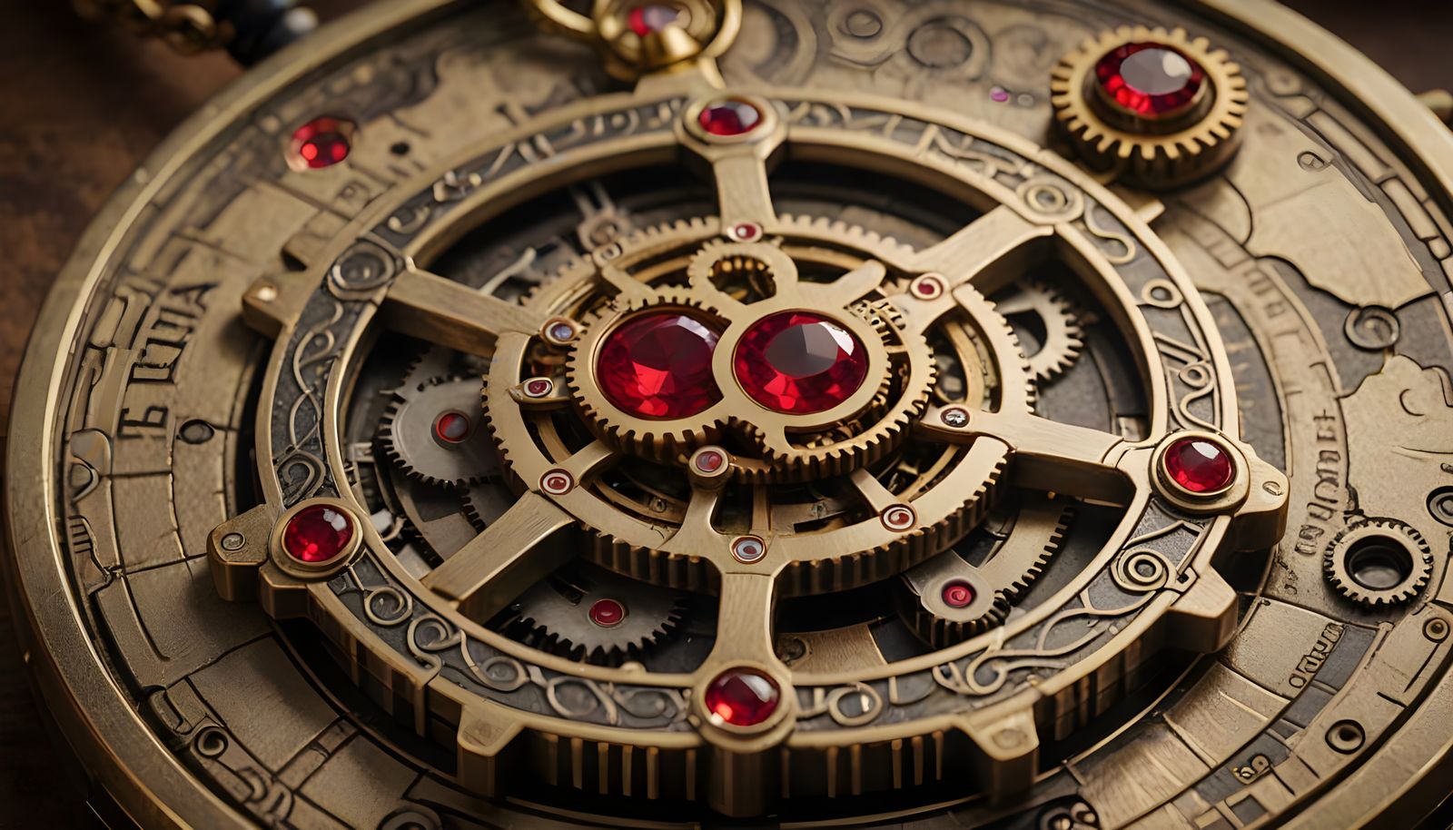 Teal Brain Clock Pendant with Gemstone on Paper