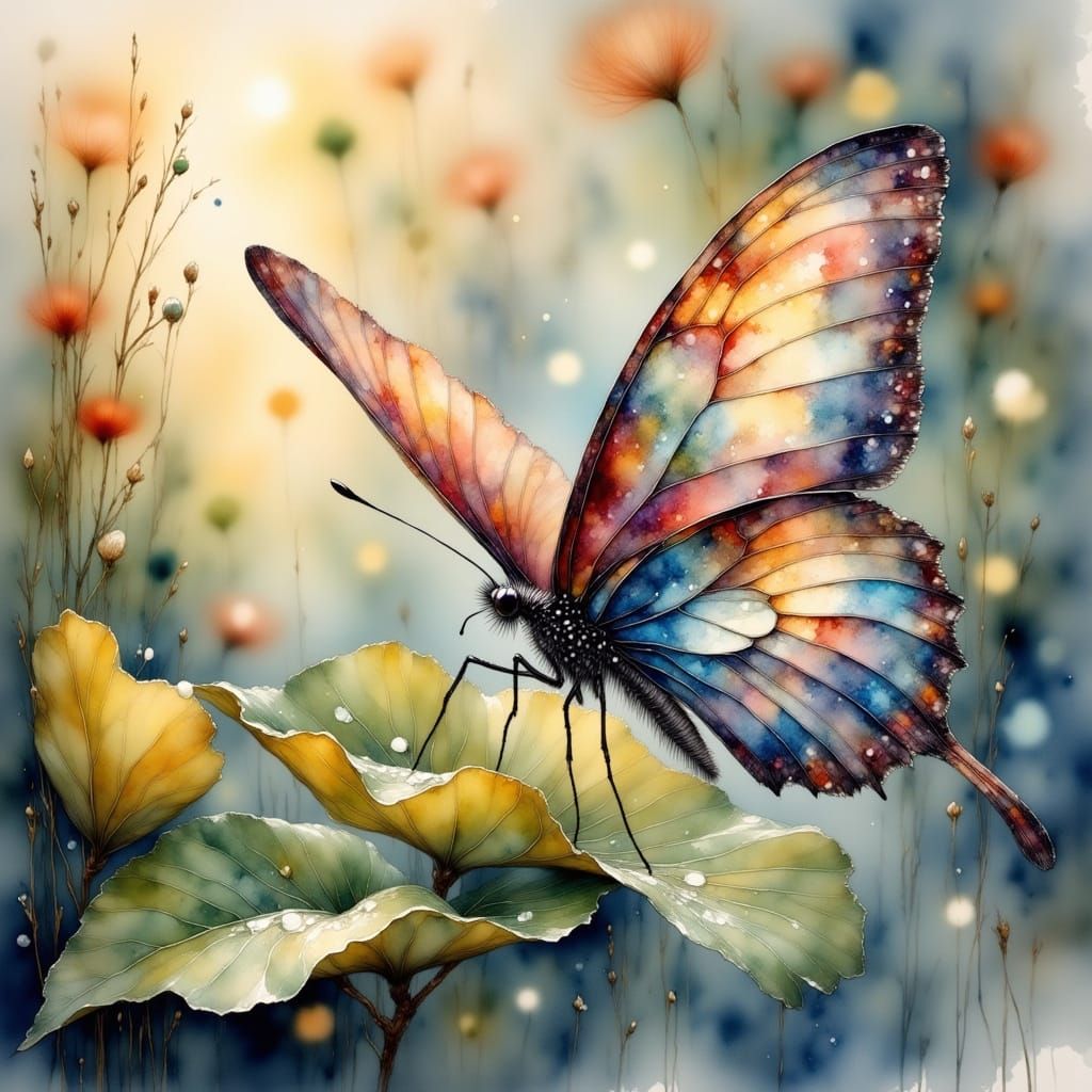 Ethereal Watercolor Butterfly at Dawn
