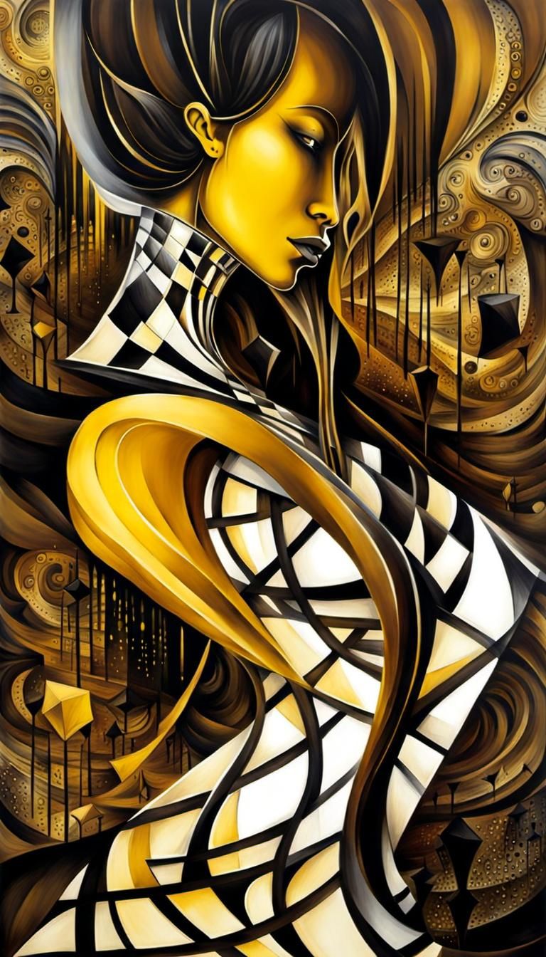 Dancing Chess Queen: Dark Surrealist Portrait