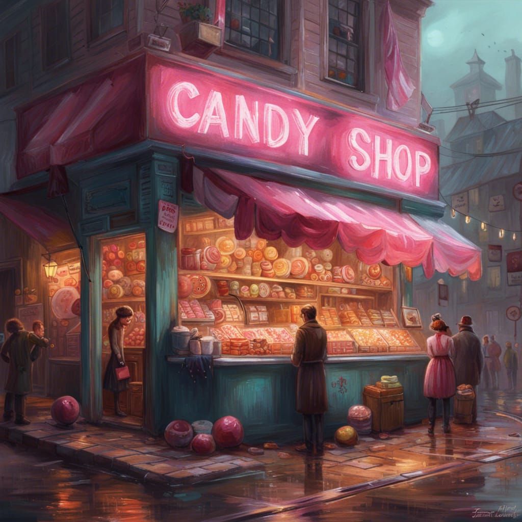 Vintage Candy Shop in Detailed Fantasy Art