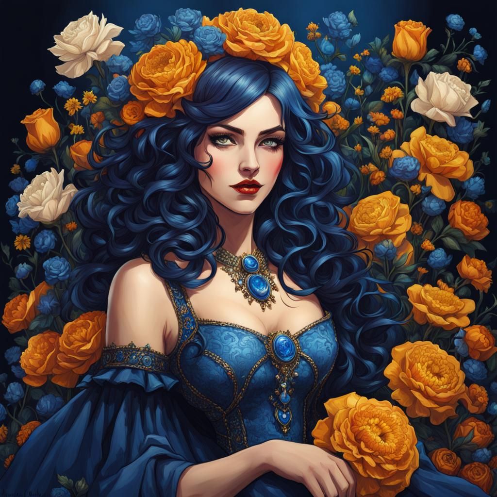 Epic Floral Warrior Portrait in Gothic Art Style
