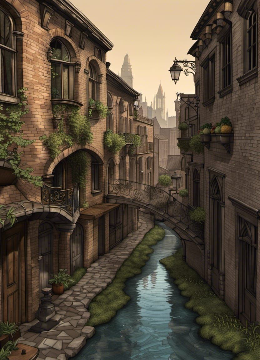 Small stream flowing through the alley