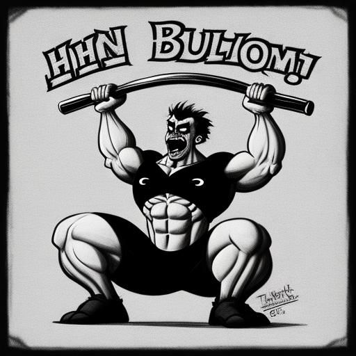 Humorous Tim Burton-esque Bodybuilder Sketch