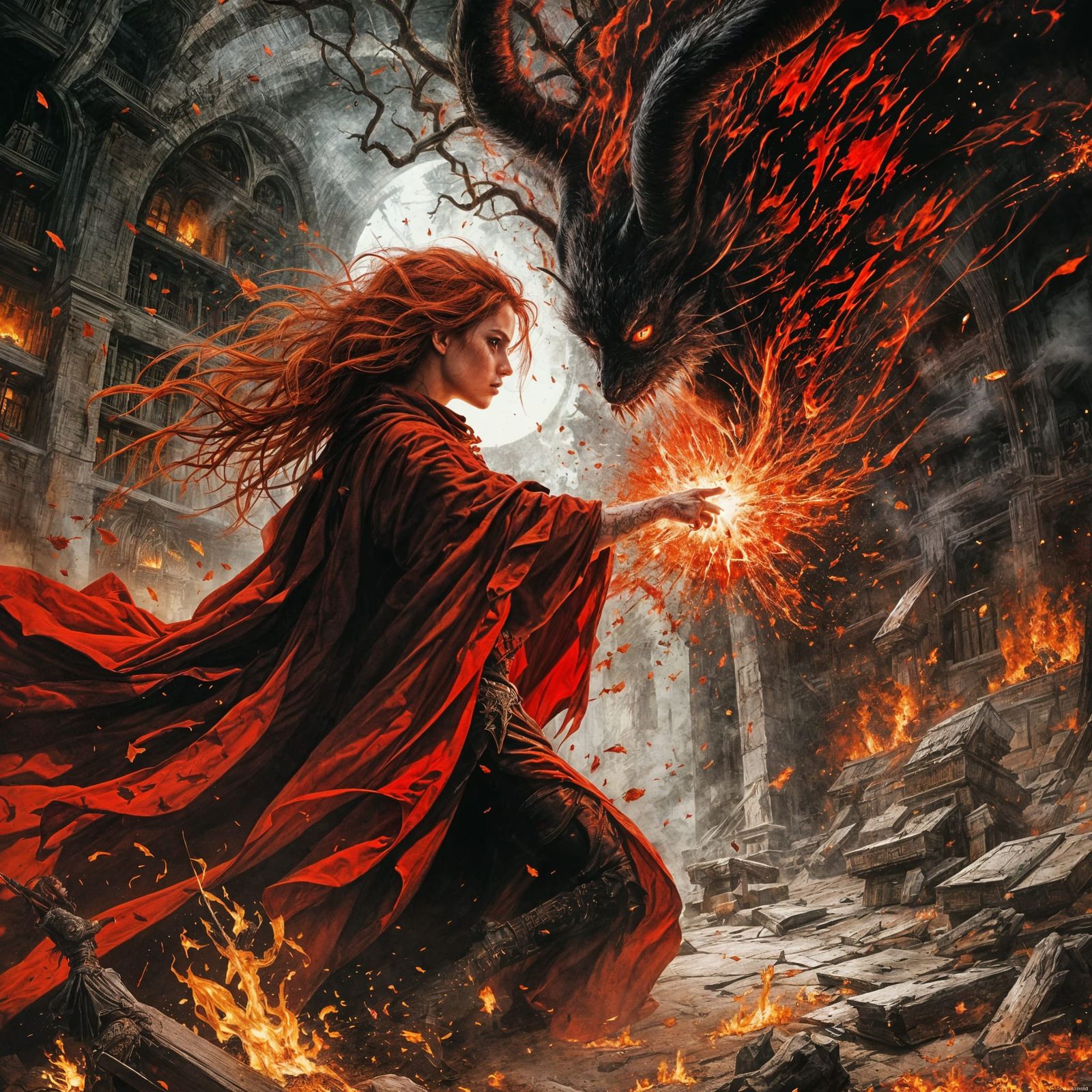 Female Wizard's Magical Fight with Demon