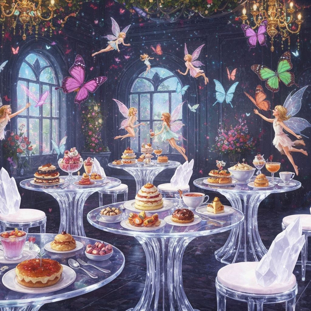 Magical Cafe With Crystal Tables and Fairies