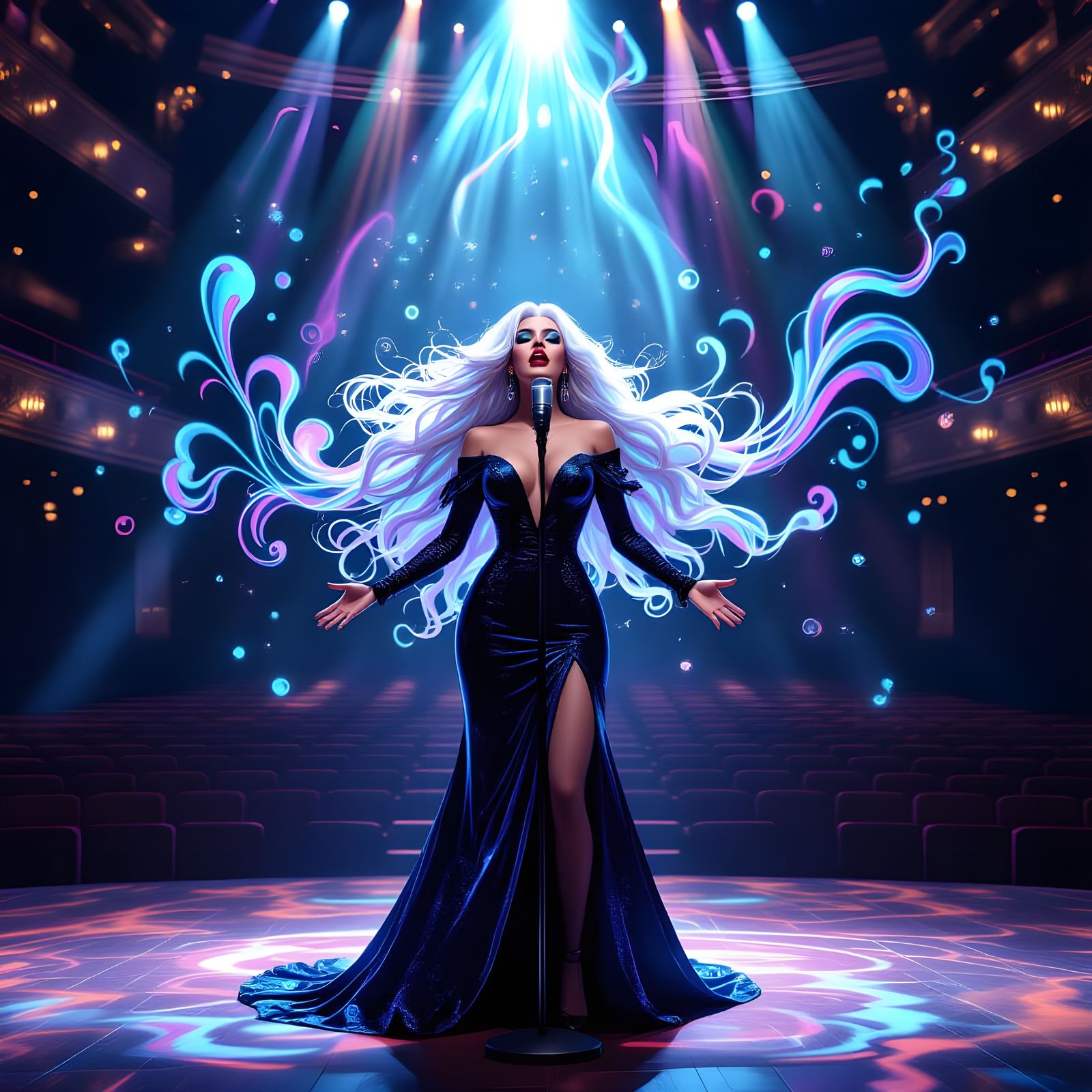 Siren Villain on Stage in Psychedelic Concert Hall