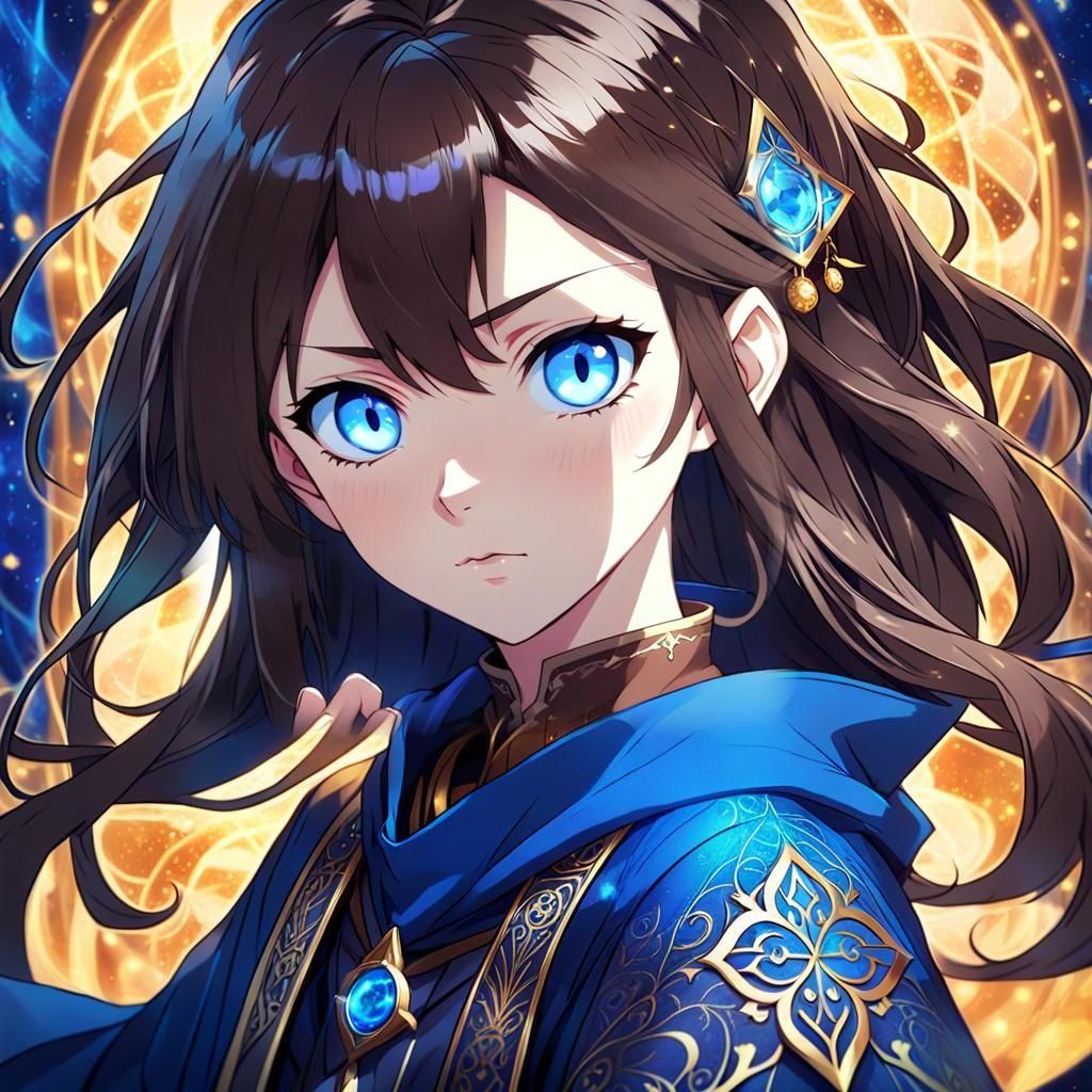 Anime Mage Girl: Cel-Shaded Digital Art