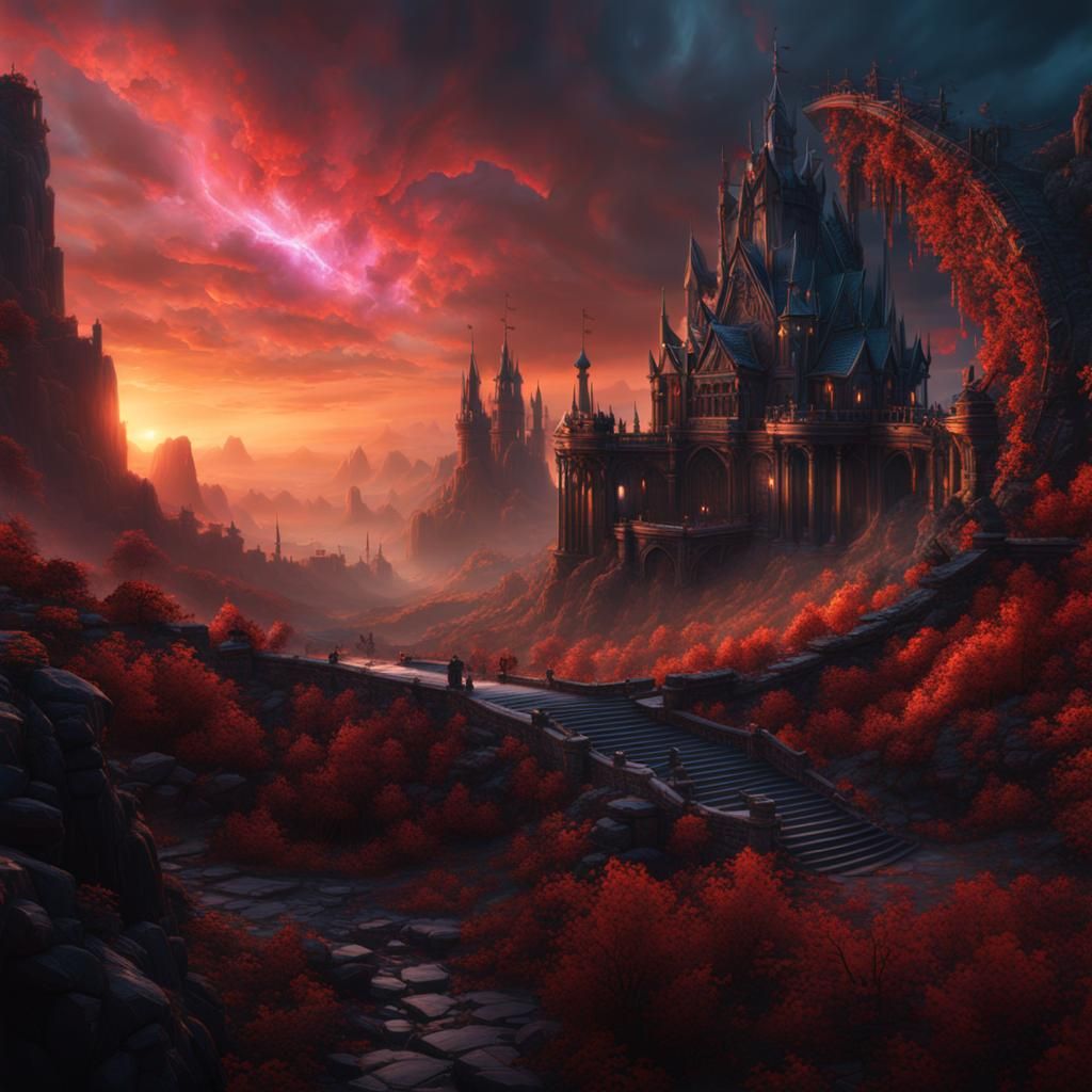 Detailed Matte Painting of Pain in Deep Color