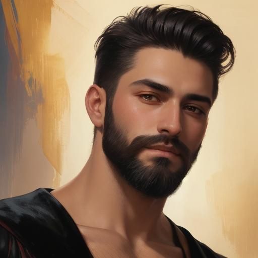 Art Nouveau Portrait of Man in Red Velvet Robe