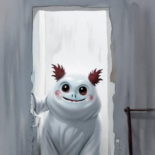 Mischievous One-Eyed Monster in Watercolor Style