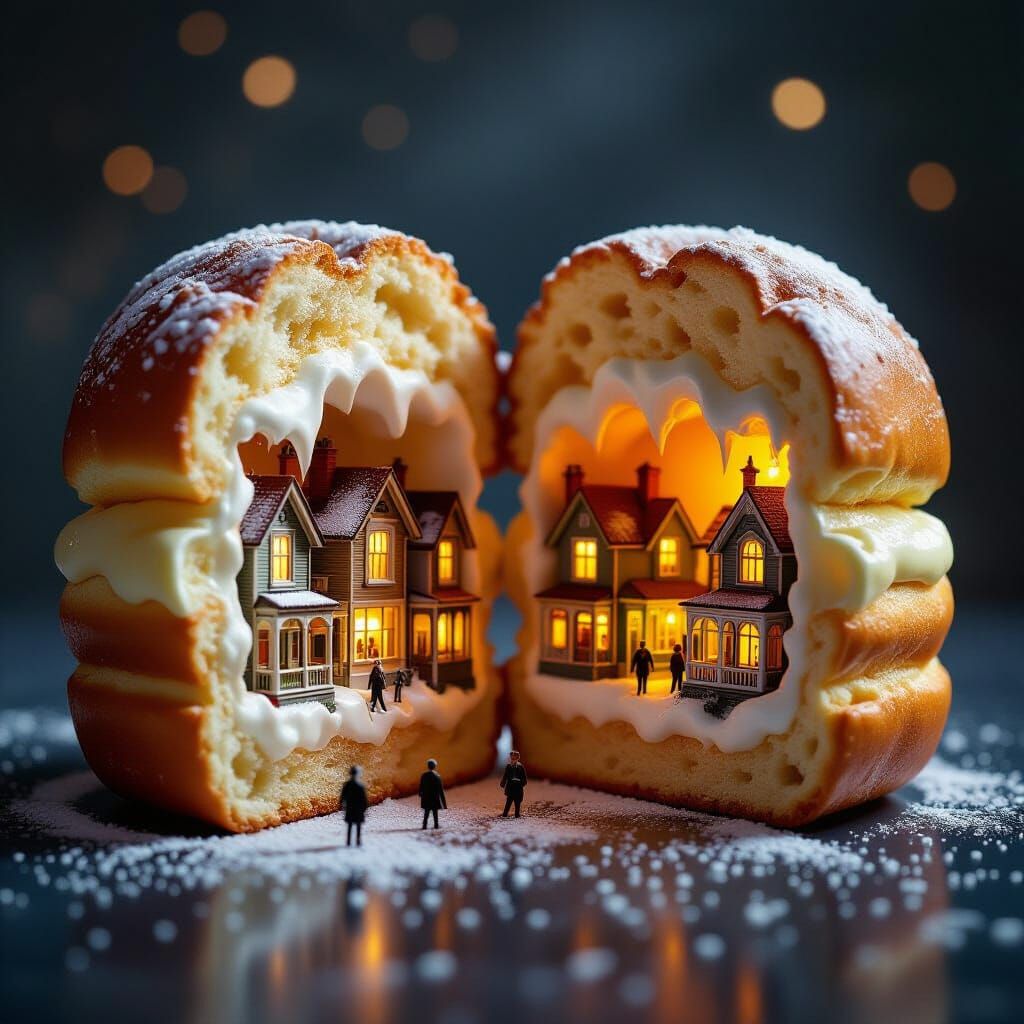 Victorian Towns Inside a Twinkie: Photorealistic Art