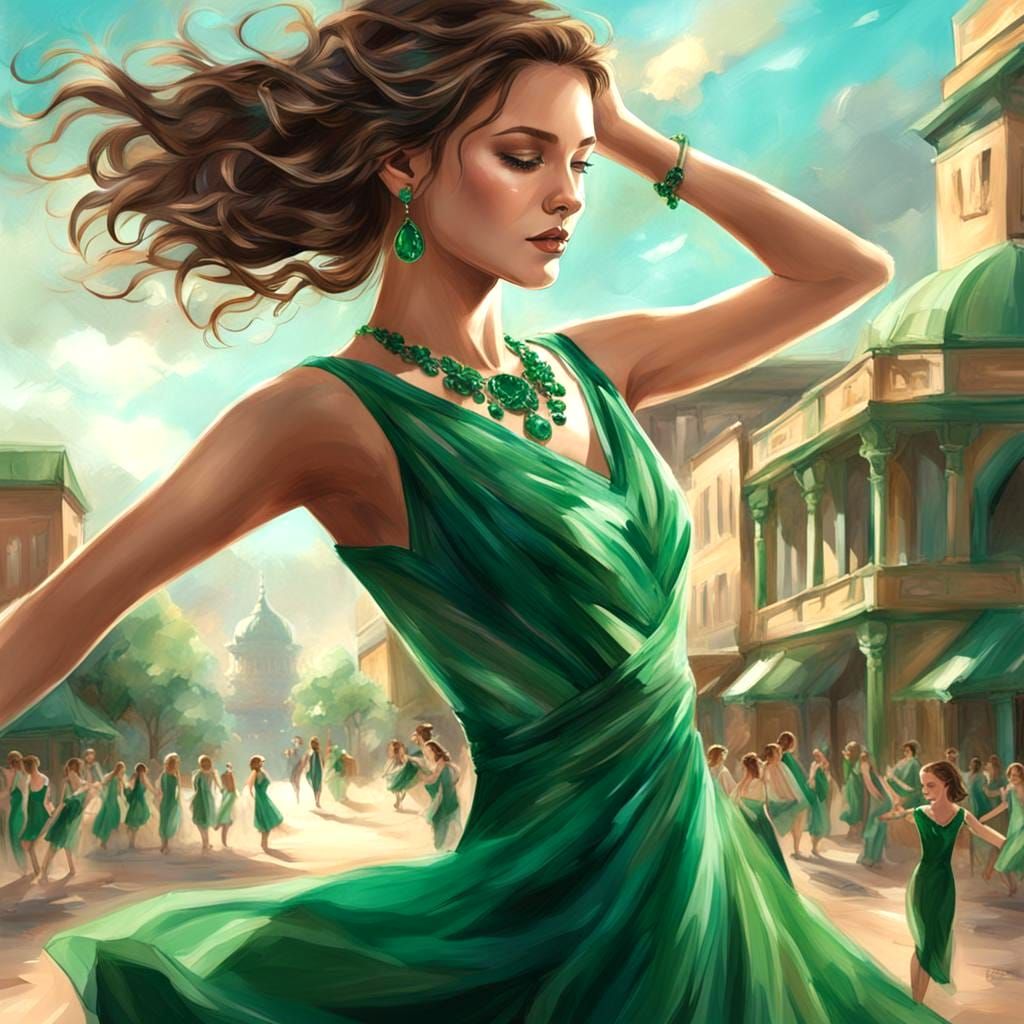 Enchanted Ballerina in Emerald Silk