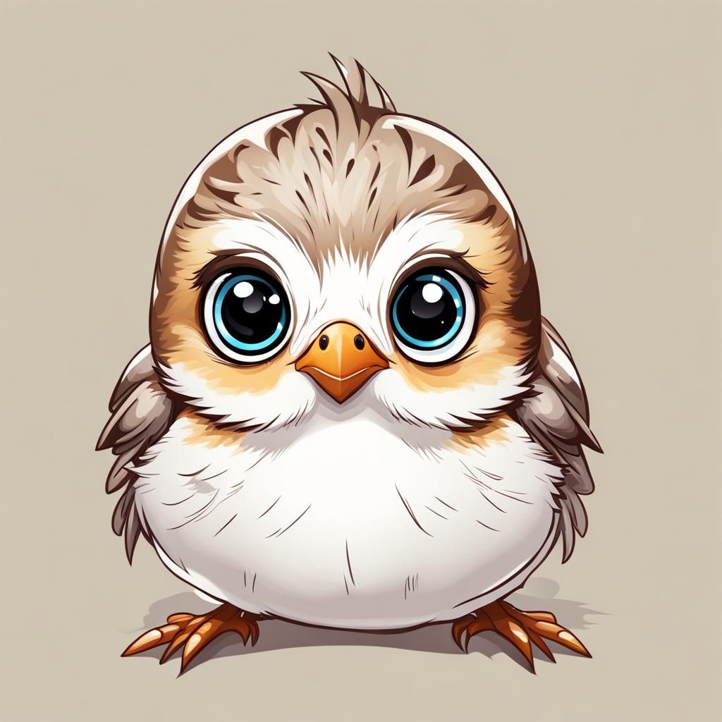 Cute Chibi Sparrow with Big Eyes