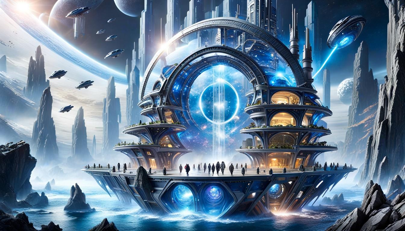 Alien Ocean Fortress in Space: Unreal Engine 5