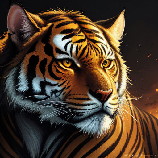 Weretiger's Ancient Eyes Shine with Golden Light