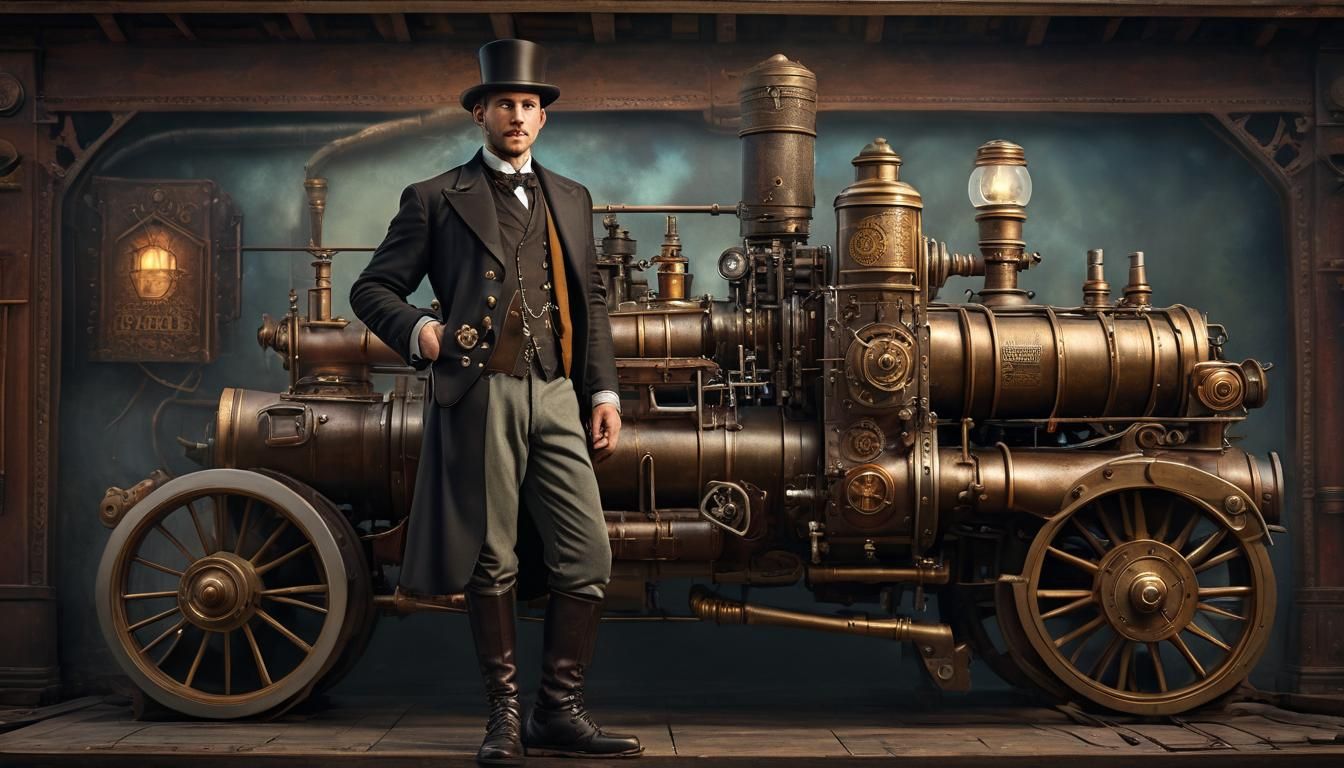 Steampunk Engineer Portrait in Hyperrealistic Style
