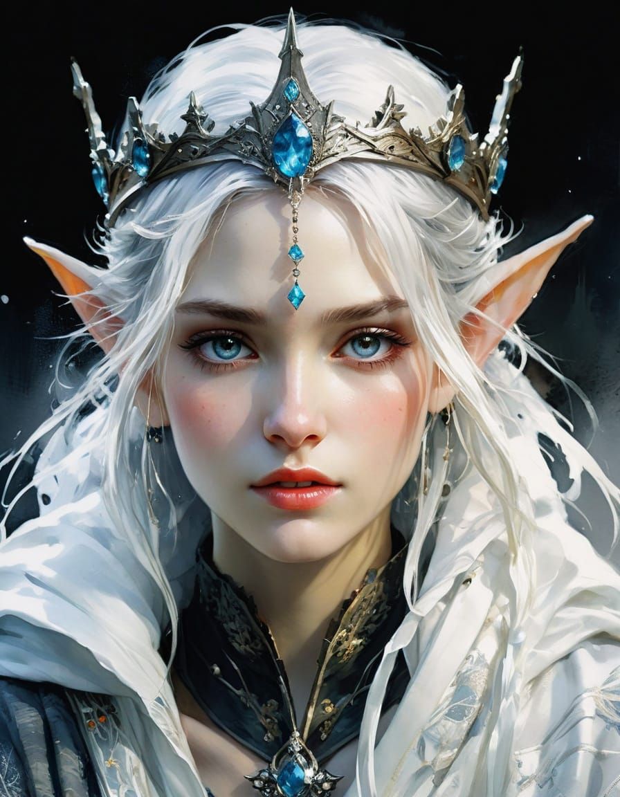 Beautiful Elf Woman in Silver Crown
