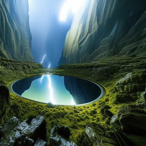 Electric Lightning Vortex in Hourglass, Digital Painting