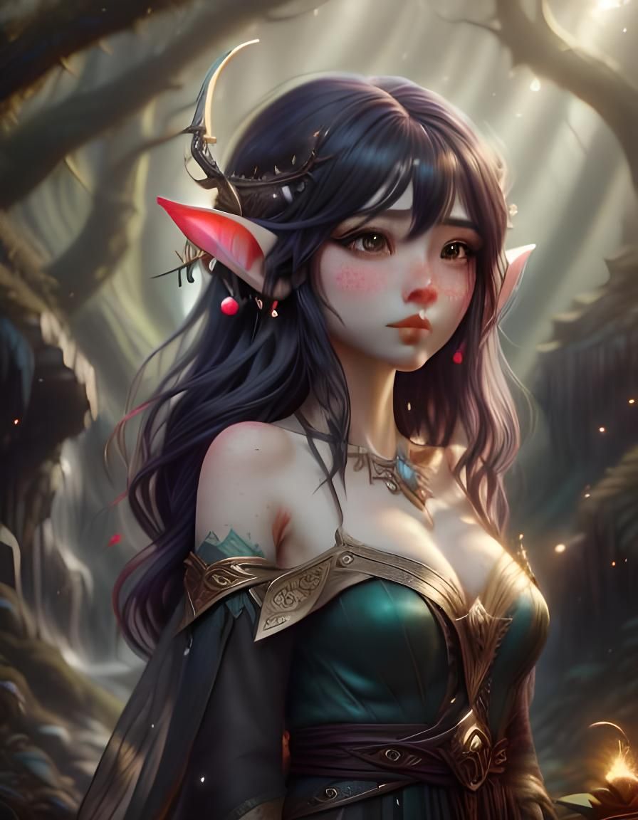 Photorealistic Elf in Anime Concept Art Style