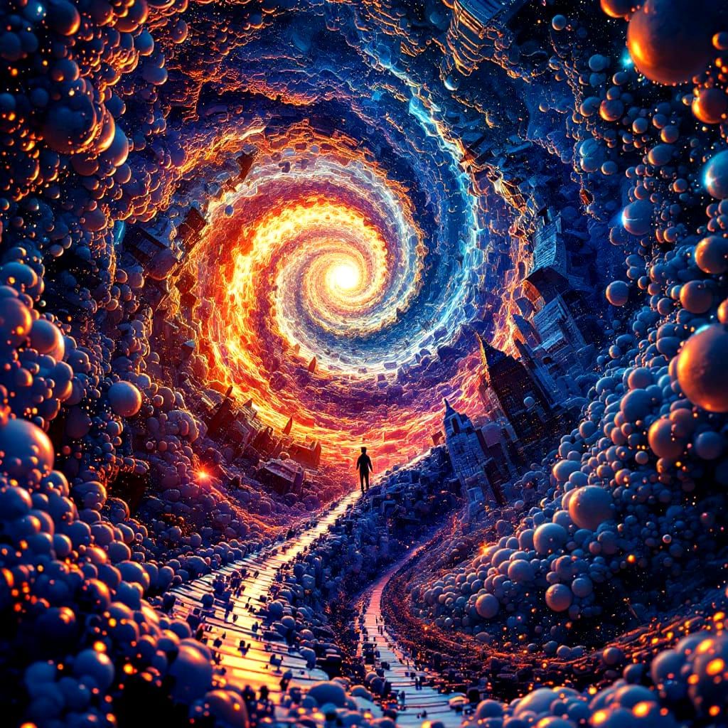 A fractal mandelbrot scramble of a trippy fractal filigree s...