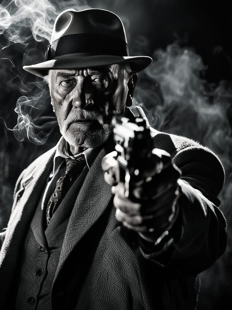 Cinematic Gangster Portrait with Pistol