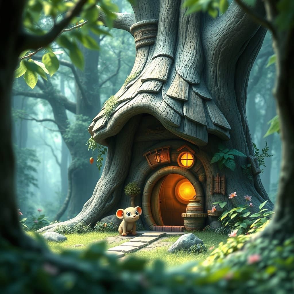 Whimsical Forest Dweller in Vibrant Digital Art