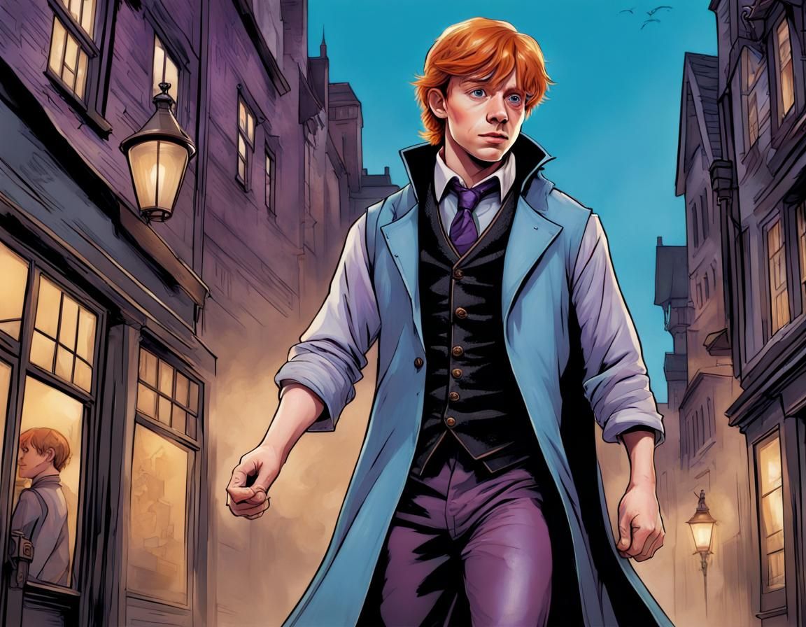 Ron Weasley as Auror Detective in Diagon Alley Comic Art