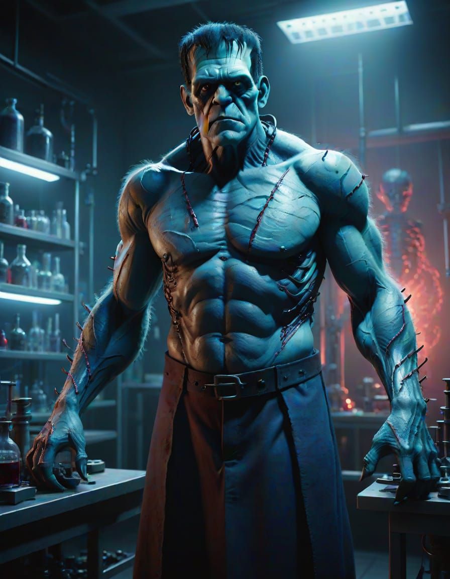 Frankenstein's Monster in a Moody Laboratory