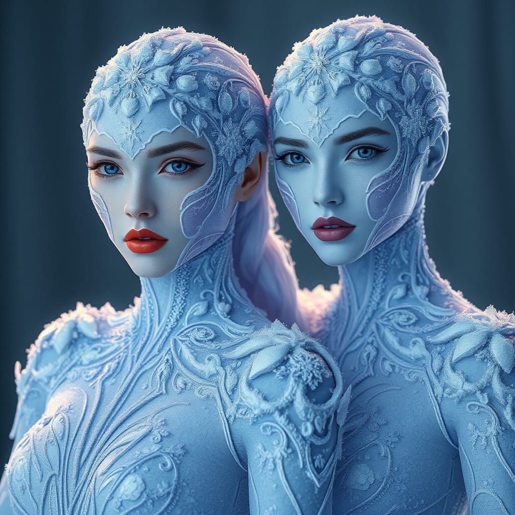 Icy Snow Figures Portrait in Digital Art Style