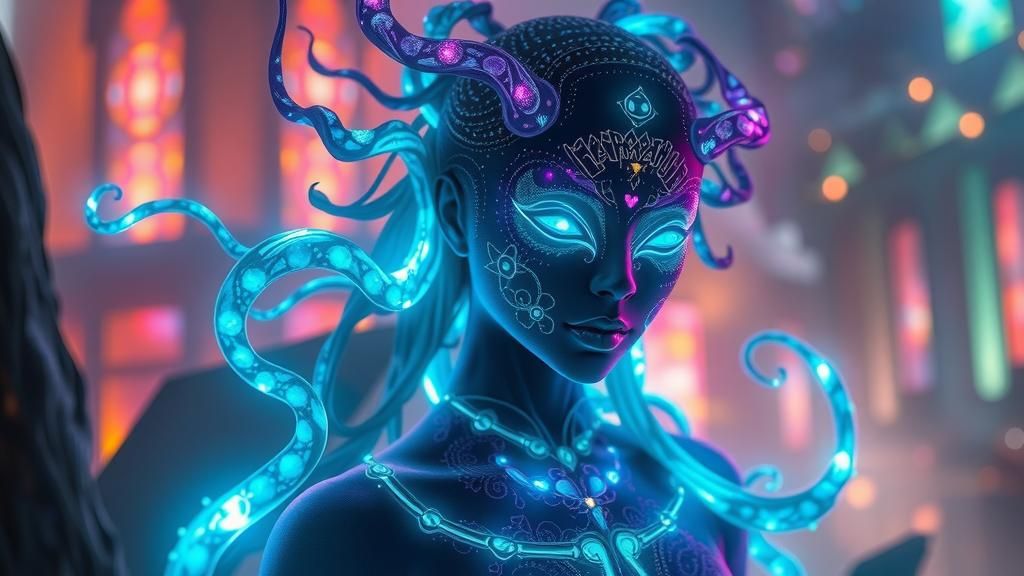 Radiant Mystical Beings in a Bioluminescent Dreamscape